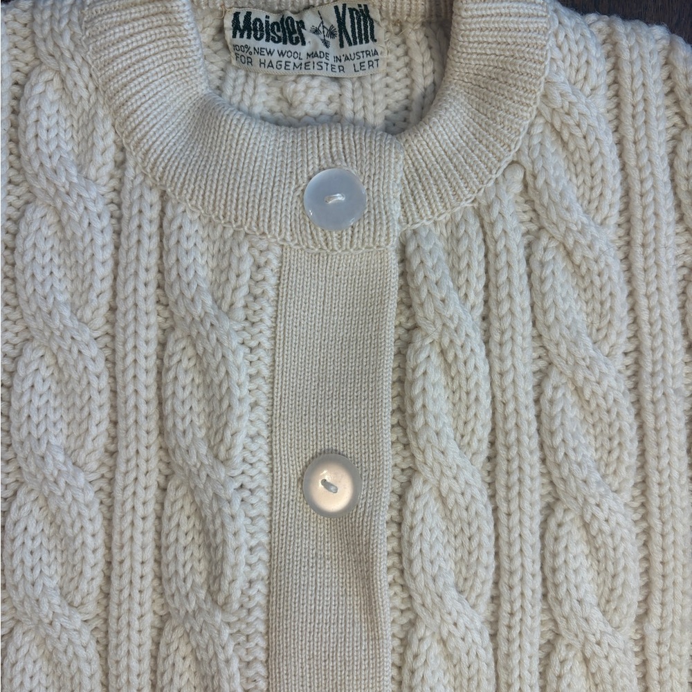 Vintage 70’s Meister Wool Women’s Cardigan Cable Knit Hagemeister Lert Austria